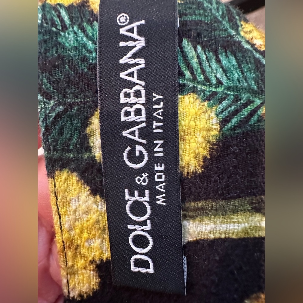 Dolce & Gabbana  Black & Yellow Floral Acacia Mimosa Print Crepe Skirt size 46 L - Picture 5 of 12